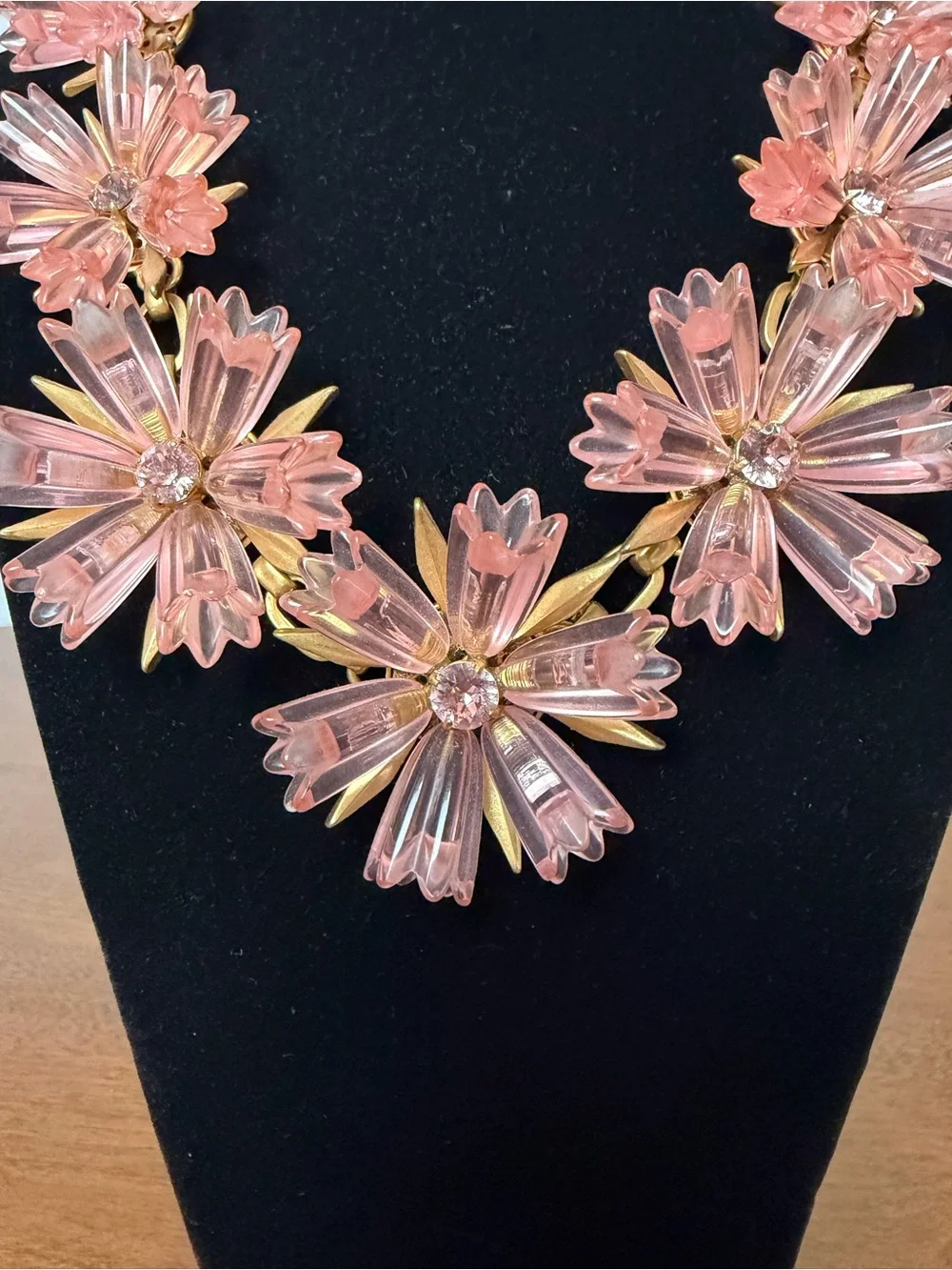 J Crew Dahlia Pink Floral Statement Necklace Vintage